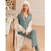 image:imageEkouaer Womens Pajamas Long Sleeve Loungewear Casual Button Down PjsDark Green