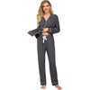 image:imageEkouaer Womens Pajamas Long Sleeve Loungewear Casual Button Down PjsDark Grey