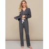 image:imageEkouaer Womens Pajamas Long Sleeve Loungewear Casual Button Down PjsDark Grey