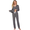 image:imageEkouaer Womens Pajamas Long Sleeve Loungewear Casual Button Down PjsFlower Grey