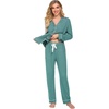 image:imageEkouaer Womens Pajamas Long Sleeve Loungewear Casual Button Down PjsGreen