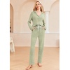 image:imageEkouaer Womens Pajamas Long Sleeve Loungewear Casual Button Down PjsLight Green