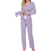 image:imageEkouaer Womens Pajamas Long Sleeve Loungewear Casual Button Down PjsLight Purple