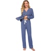 image:imageEkouaer Womens Pajamas Long Sleeve Loungewear Casual Button Down PjsNavy