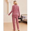 image:imageEkouaer Womens Pajamas Long Sleeve Loungewear Casual Button Down PjsWine