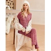 image:imageEkouaer Womens Pajamas Long Sleeve Loungewear Casual Button Down PjsWine