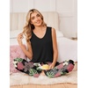 image:imageEkouaer Womens Pajamas Set Sleeveless Lounge Sets Tank Top and Pants PjsBlack Pink Leaf