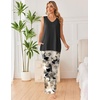 image:imageEkouaer Womens Pajamas Set Sleeveless Lounge Sets Tank Top and Pants PjsFloral Black