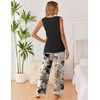 image:imageEkouaer Womens Pajamas Set Sleeveless Lounge Sets Tank Top and Pants PjsFloral Black