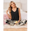 image:imageEkouaer Womens Pajamas Set Sleeveless Lounge Sets Tank Top and Pants PjsFloral Black
