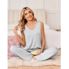 image:imageEkouaer Womens Pajamas Set Sleeveless Lounge Sets Tank Top and Pants PjsGray Stripe