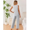 image:imageEkouaer Womens Pajamas Set Sleeveless Lounge Sets Tank Top and Pants PjsGray Stripe
