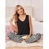 image:imageEkouaer Womens Pajamas Set Sleeveless Lounge Sets Tank Top and Pants PjsLeopard Black