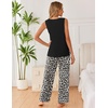 image:imageEkouaer Womens Pajamas Set Sleeveless Lounge Sets Tank Top and Pants PjsLeopard Black