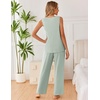 image:imageEkouaer Womens Pajamas Set Sleeveless Lounge Sets Tank Top and Pants PjsLight Green