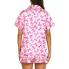 image:imageEkouaer Womens Pajamas Silk Satin Short Sleeve Button Down Pjs Shorts SetBow Pink
