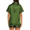 image:imageEkouaer Womens Pajamas Silk Satin Short Sleeve Button Down Pjs Shorts SetDark Army Green