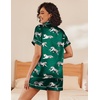 image:imageEkouaer Womens Pajamas Silk Satin Short Sleeve Button Down Pjs Shorts SetDark Greentiger