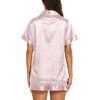 image:imageEkouaer Womens Pajamas Silk Satin Short Sleeve Button Down Pjs Shorts SetLeopard Pink