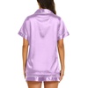 image:imageEkouaer Womens Pajamas Silk Satin Short Sleeve Button Down Pjs Shorts SetLilac