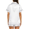 image:imageEkouaer Womens Pajamas Silk Satin Short Sleeve Button Down Pjs Shorts SetWhite