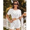 image:imageEkouaer Womens Ribbed Knit Pajama Set Short Sleeve Top Shorts PJsCherrywhite