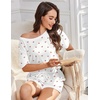 image:imageEkouaer Womens Ribbed Knit Pajama Set Short Sleeve Top Shorts PJsCherrywhite