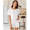 image:imageEkouaer Womens Ribbed Knit Pajama Set Short Sleeve Top Shorts PJsCherrywhite