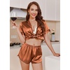 image:imageEkouaer Womens Satin Pajama Set Silk Pj Short Sets 2 Piece Loungewear S5XLCaramel