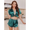 image:imageEkouaer Womens Satin Pajama Set Silk Pj Short Sets 2 Piece Loungewear S5XLDark Green