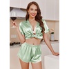 image:imageEkouaer Womens Satin Pajama Set Silk Pj Short Sets 2 Piece Loungewear S5XLIce Green