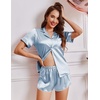 image:imageEkouaer Womens Satin Pajama Set Silk Pj Short Sets 2 Piece Loungewear S5XLLight Blue