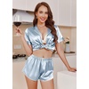 image:imageEkouaer Womens Satin Pajama Set Silk Pj Short Sets 2 Piece Loungewear S5XLLight Blue
