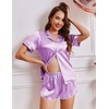 image:imageEkouaer Womens Satin Pajama Set Silk Pj Short Sets 2 Piece Loungewear S5XLLilac