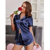 image:imageEkouaer Womens Satin Pajama Set Silk Pj Short Sets 2 Piece Loungewear S5XLNavy Blue