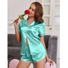 image:imageEkouaer Womens Satin Pajama Set Silk Pj Short Sets 2 Piece Loungewear S5XLPeacock Blue