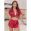 image:imageEkouaer Womens Satin Pajama Set Silk Pj Short Sets 2 Piece Loungewear S5XLRed
