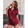 image:imageEkouaer Womens Satin Pajama Set Silk Pj Short Sets 2 Piece Loungewear S5XLWine Red