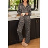 image:imageEkouaer Womens Satin Silky Pajama Set Soft Long PJs Button Down LoungewearApricot Leopard Print