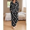 image:imageEkouaer Womens Satin Silky Pajama Set Soft Long PJs Button Down LoungewearBblack Leopard
