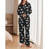 image:imageEkouaer Womens Satin Silky Pajama Set Soft Long PJs Button Down LoungewearBblack Leopard