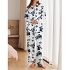 image:imageEkouaer Womens Satin Silky Pajama Set Soft Long PJs Button Down LoungewearBblue Flower