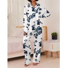 image:imageEkouaer Womens Satin Silky Pajama Set Soft Long PJs Button Down LoungewearBblue Flower