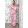 image:imageEkouaer Womens Satin Silky Pajama Set Soft Long PJs Button Down LoungewearCnational Pattern