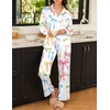 image:imageEkouaer Womens Satin Silky Pajama Set Soft Long PJs Button Down LoungewearColorful Bow