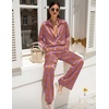 image:imageEkouaer Womens Satin Silky Pajama Set Soft Long PJs Button Down LoungewearCpurple Octopus