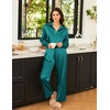 image:imageEkouaer Womens Satin Silky Pajama Set Soft Long PJs Button Down LoungewearLake Green