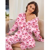 image:imageEkouaer Womens Satin Silky Pajama Set Soft Long PJs Button Down LoungewearLove Cake Print