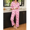 image:imageEkouaer Womens Satin Silky Pajama Set Soft Long PJs Button Down LoungewearLove Cake Print