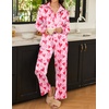 image:imageEkouaer Womens Satin Silky Pajama Set Soft Long PJs Button Down LoungewearLove Print